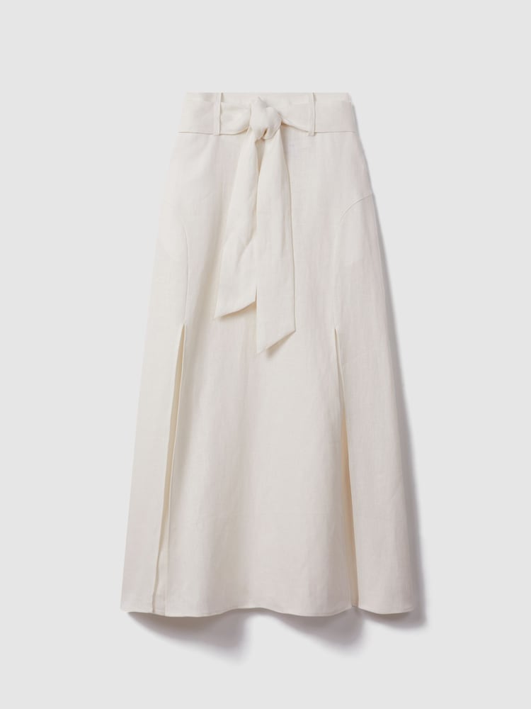 Reiss White Abigail High Rise Linen Maxi Skirt - Image 2 of 6