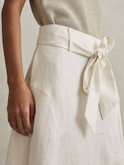 Reiss White Abigail High Rise Linen Maxi Skirt - Image 3 of 6