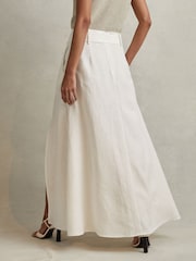 Reiss White Abigail High Rise Linen Maxi Skirt - Image 5 of 6