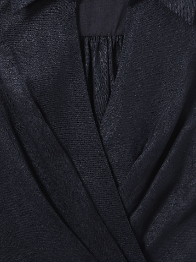 Reiss Navy Mila Linen Double Breasted Belted Playsuit - Image 6 of 6