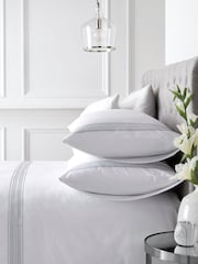 Appletree White Embroidered Band 100% Cotton Duvet Cover Set - Image 1 of 4