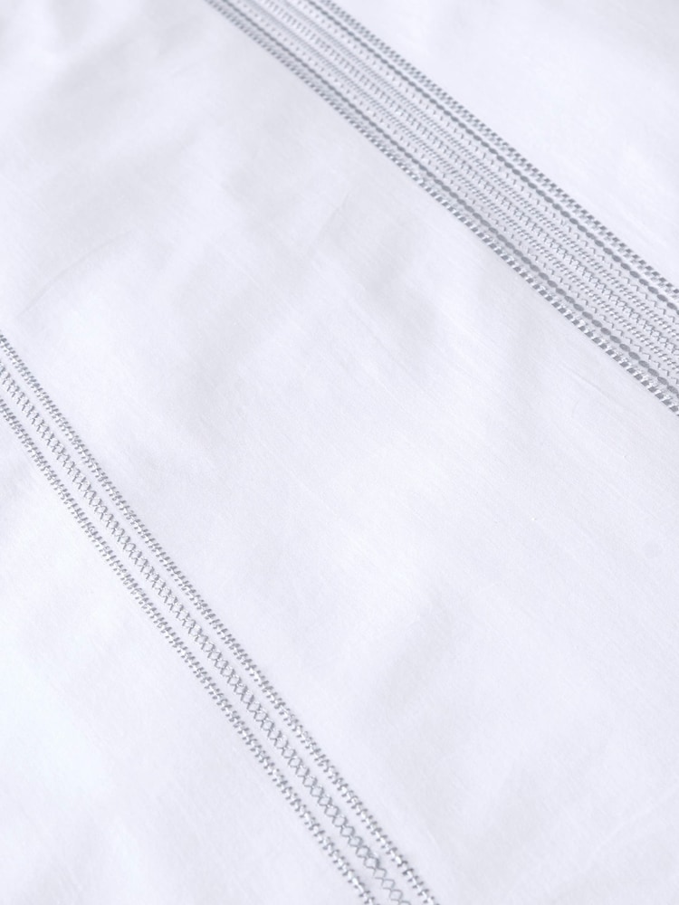 Appletree White Embroidered Band 100% Cotton Duvet Cover Set - Image 4 of 4