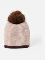 Oliver Bonas Brown & Animal Pom Pom Bobble Hat - Image 2 of 5