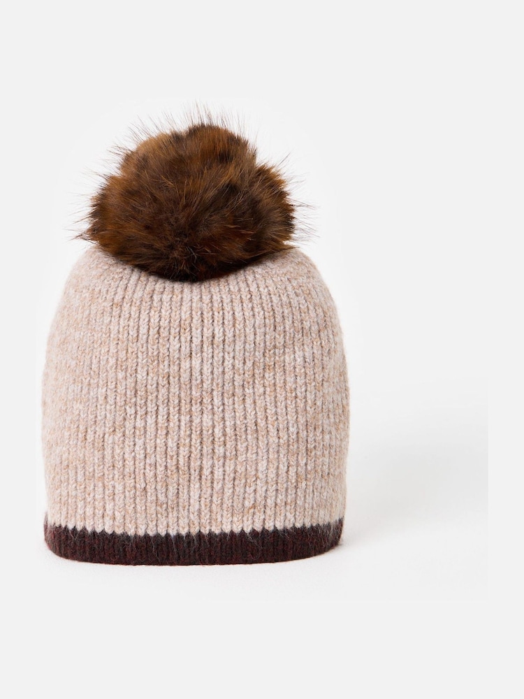 Oliver Bonas Brown & Animal Pom Pom Bobble Hat - Image 2 of 5 Oliver Bonas Brown & Animal Pom Pom Bobble Hat - Image 2 of 5