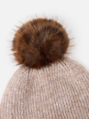 Oliver Bonas Brown & Animal Pom Pom Bobble Hat - Image 4 of 5
