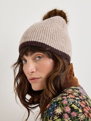 Oliver Bonas Brown & Animal Pom Pom Bobble Hat - Image 5 of 5