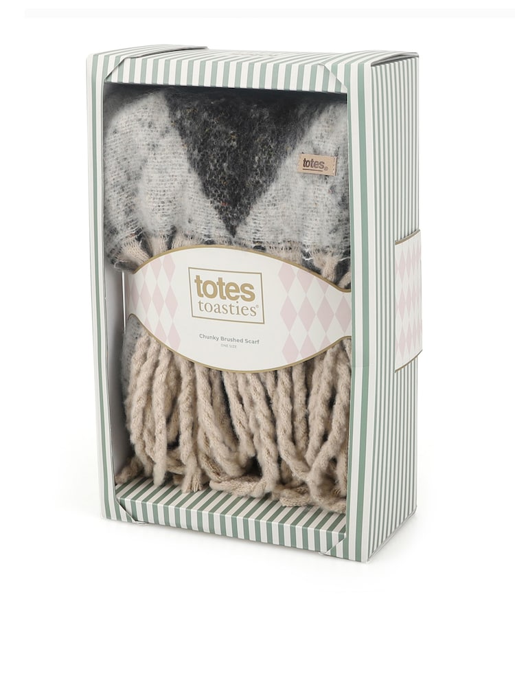 Totes Grey Chunky Brushed Scarf - Image 2 of 5 Totes Grey Chunky Brushed Scarf - Image 2 of 5