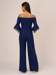 Adrianna Papell Blue Organza Crepe Jumpsuit - Image 2 of 7