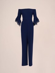 Adrianna Papell Blue Organza Crepe Jumpsuit - Image 6 of 7