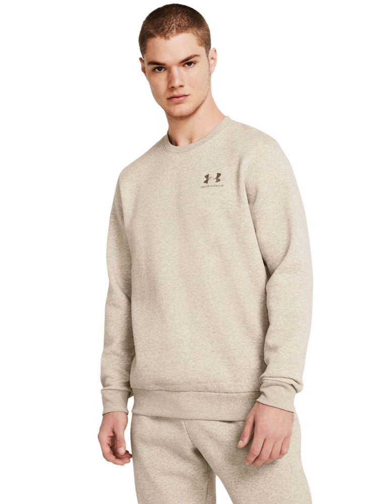 Under Armour Brown Essential Fleece Crew Neck Sweat Top - Image 1 of 3