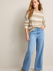 Neutrale Farbe - Pullover mit Spacedye-Streifen und Pailletten - Bild 2 von 7