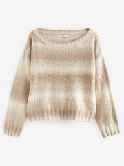 Neutrale Farbe - Pullover mit Spacedye-Streifen und Pailletten - Bild 6 von 7