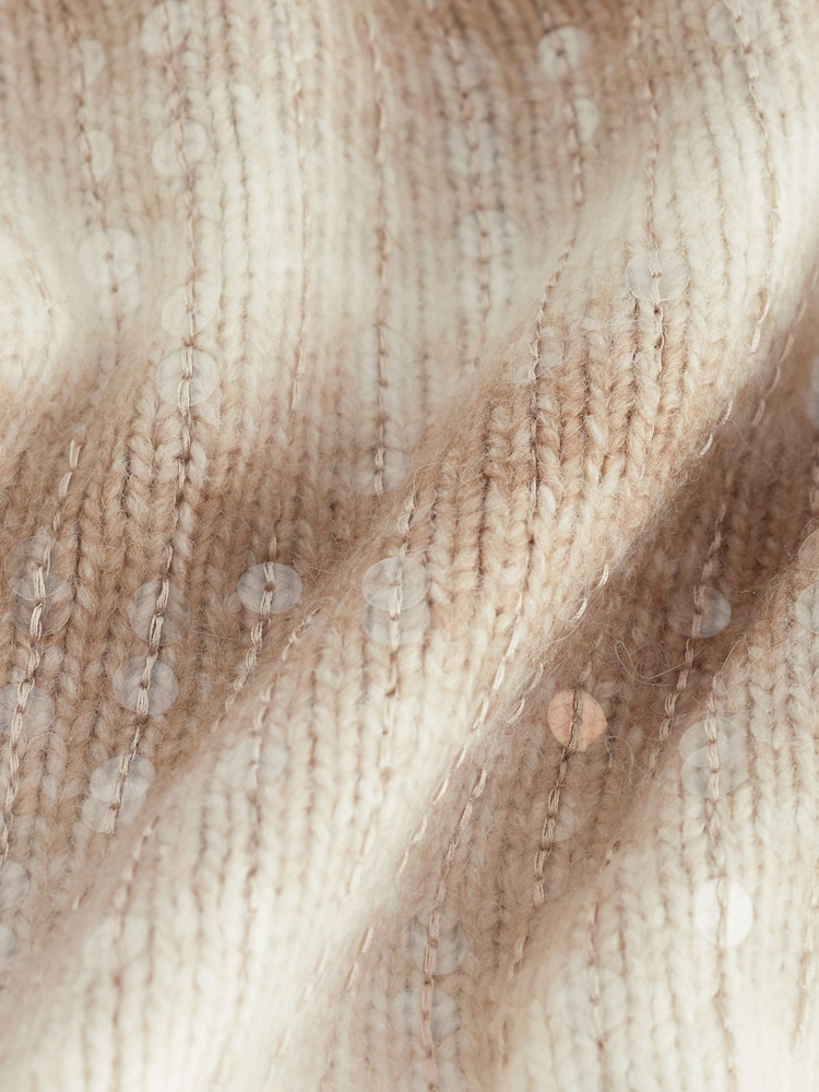 Neutrale Farbe - Pullover mit Spacedye-Streifen und Pailletten - Bild 7 von 7