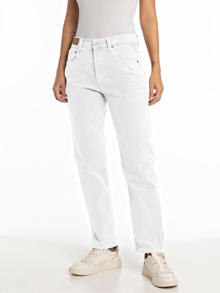 Replay White Maijke Straight Fit Jeans - Image 1 of 2