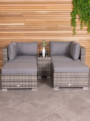 Charles Bentley Grey Garden Multifunctional Contemporary Rattan 4 Seater Lounge Set - Image 1 of 3