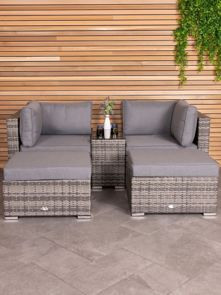 Charles Bentley Grey Garden Multifunctional Contemporary Rattan 4 Seater Lounge Set - Image 1 of 3