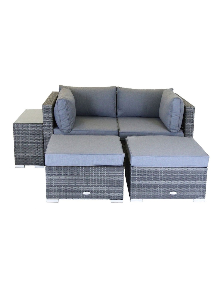 Charles Bentley Grey Garden Multifunctional Contemporary Rattan 4 Seater Lounge Set - Image 6 of 6