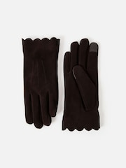 Oliver Bonas Dark Brown Suede Leather Gloves - Image 2 of 7