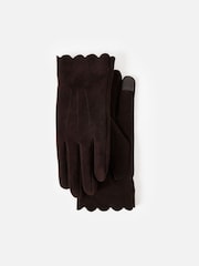 Oliver Bonas Dark Brown Suede Leather Gloves - Image 3 of 7