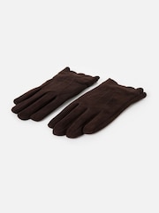 Oliver Bonas Dark Brown Suede Leather Gloves - Image 4 of 7