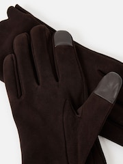 Oliver Bonas Dark Brown Suede Leather Gloves - Image 5 of 7