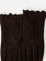 Oliver Bonas Dark Brown Suede Leather Gloves - Image 6 of 7