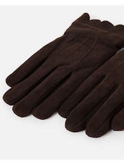 Oliver Bonas Dark Brown Suede Leather Gloves - Image 7 of 7