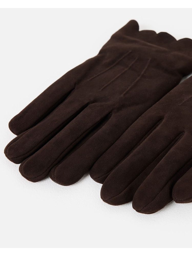 Oliver Bonas Dark Brown Suede Leather Gloves - Image 7 of 7 Oliver Bonas Dark Brown Suede Leather Gloves - Image 7 of 7
