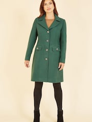 Yumi Green Military Button Through Coat - Image 1 of 5