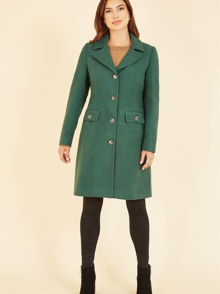 Yumi Green Military Button Through Coat - Image 1 of 5