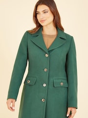 Yumi Green Military Button Through Coat - Image 3 of 5