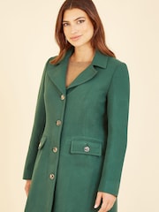 Yumi Green Military Button Through Coat - Image 4 of 5