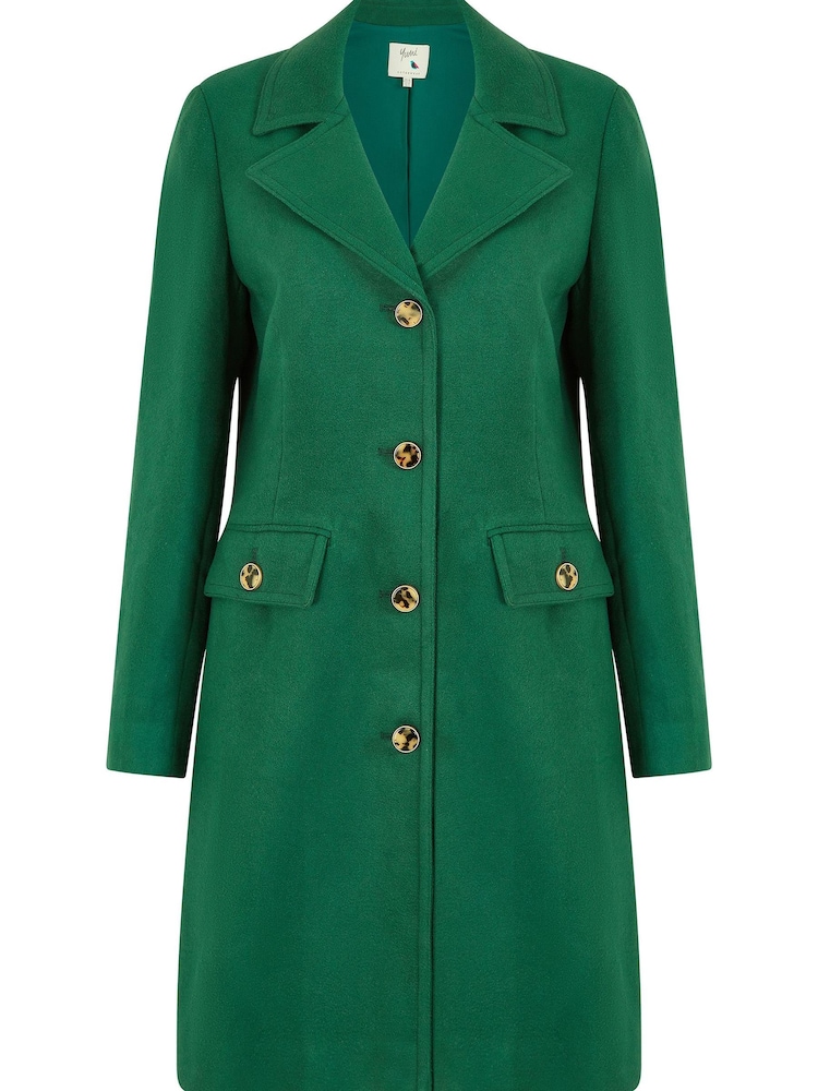 Yumi Green Military Button Through Coat - Image 5 of 5