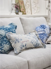 Shabby Chic by Rachel Ashwell® Blue Forget Me Not Cotton/Linen Mix Ruffle Cushion - Image 1 of 4