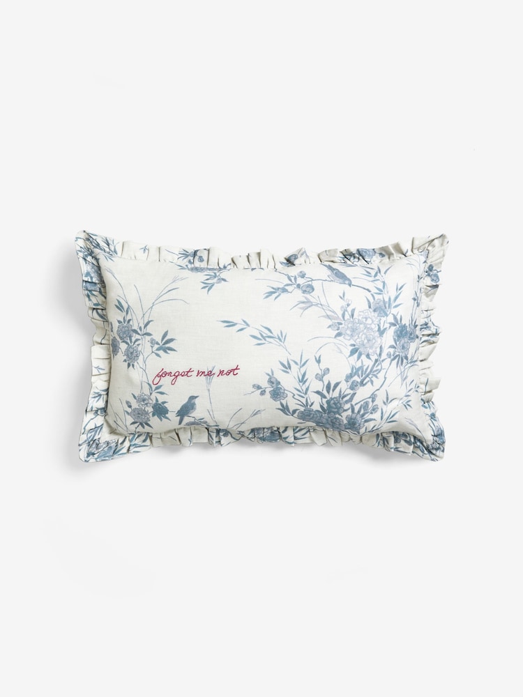 Shabby Chic by Rachel Ashwell® Blue Forget Me Not Cotton/Linen Mix Ruffle Cushion - Image 2 of 4