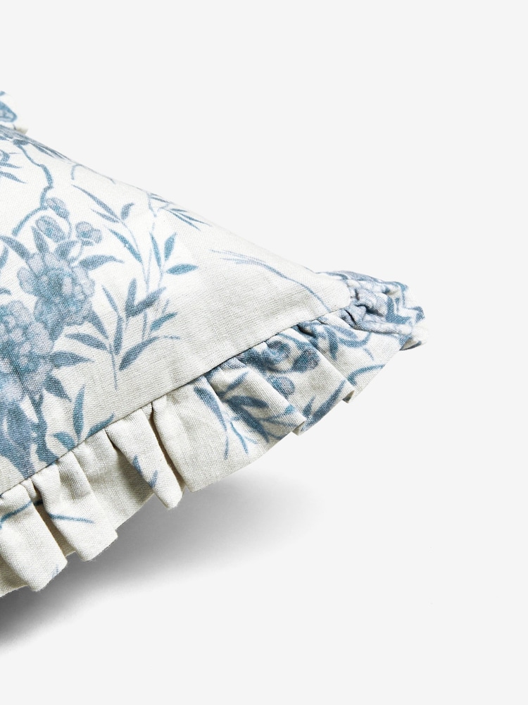 Shabby Chic by Rachel Ashwell® Blue Forget Me Not Cotton/Linen Mix Ruffle Cushion - Image 4 of 4