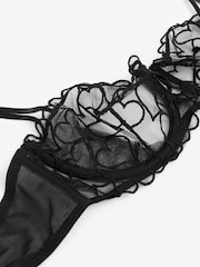 Black Heart Embroidered Non Padded Underwired Balcony Bra - Image 8 of 8