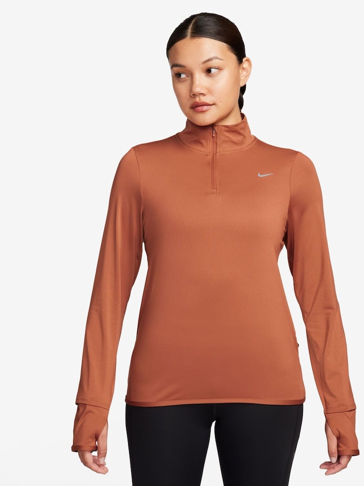 Nike Orange Dri-FIT Swift Element UV Half Zip Running Top - Image 1 of 3