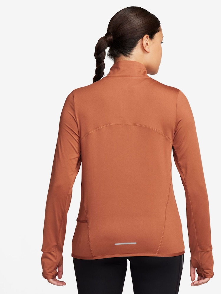 Nike Orange Dri-FIT Swift Element UV Half Zip Running Top - Image 2 of 3 Nike Orange Dri-FIT Swift Element UV Half Zip Running Top - Image 2 of 3