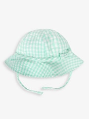 JoJo Maman Bébé Duck Egg 3-Piece Gingham Bunny Embroidered Dress With Knickers & Floppy Hat Set - Image 5 of 7