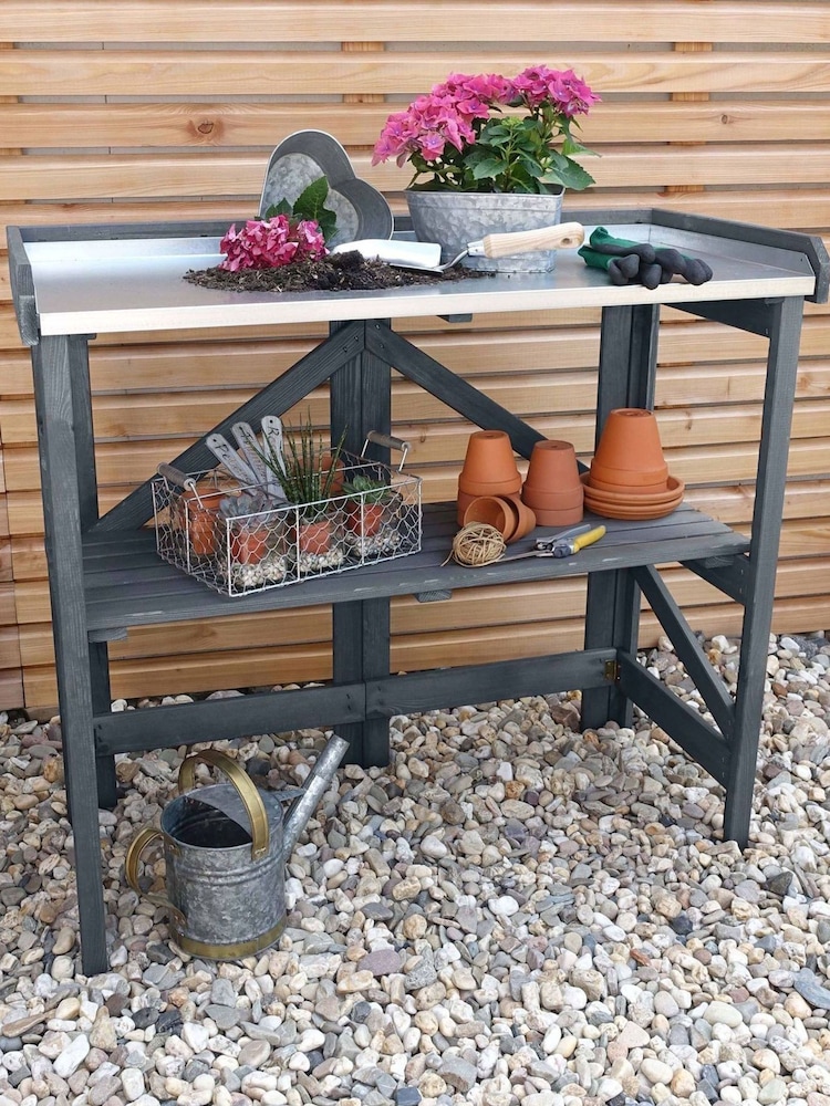 Promex Grey Garden Potting Table with Zinc Plated Worktop - Image 1 of 1