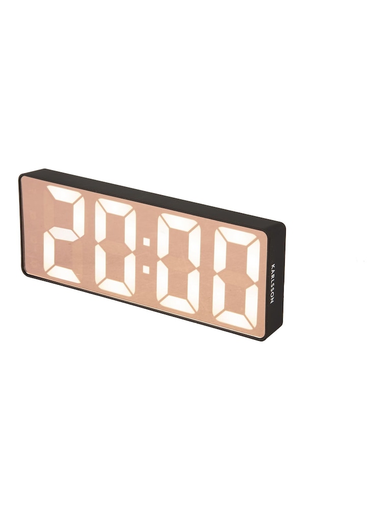 Karlsson Black Copper LED Mirror Alarm Clock - Image 2 of 2