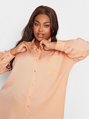 Yours Curve Orange Cuffed Sleeve 100% Cotton Shirt - Image 4 of 4