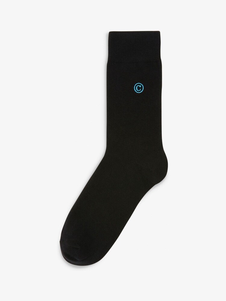 Initial Black Embroidered Lasting Fresh Socks 10 Pack - Image 7 of 11