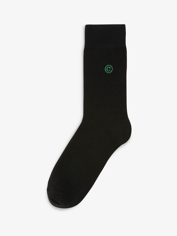 Initial Black Embroidered Lasting Fresh Socks 10 Pack - Image 8 of 11