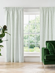 Jasper Conran London Green Pencil Pleat Blackout Mini Leaf Curtain - Image 2 of 5
