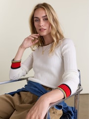 Baukjen Cream Aven Merino Wool Ribbed Top - Image 1 of 4