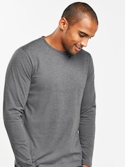 Charcoal Grey Marl Regular Fit Long Sleeve Crew Neck T-Shirt - Image 1 of 5