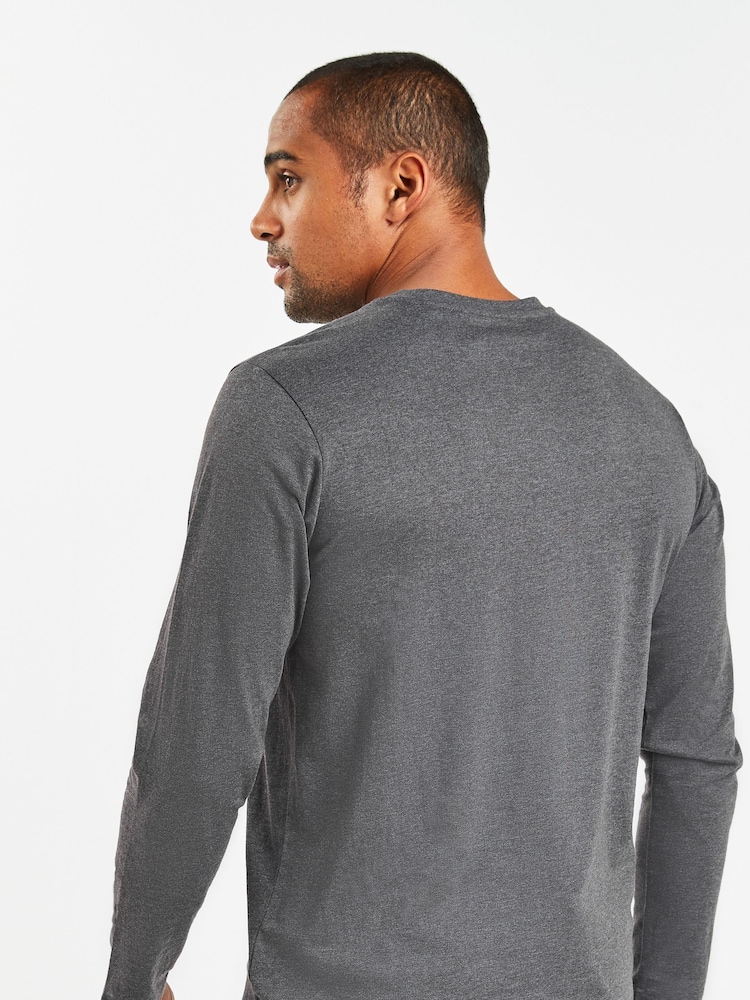 Charcoal Grey Marl Regular Fit Long Sleeve Crew Neck T-Shirt - Image 2 of 5