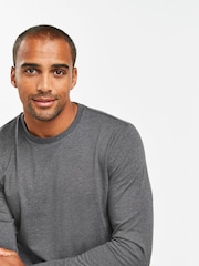 Charcoal Grey Marl Regular Fit Long Sleeve Crew Neck T-Shirt - Image 3 of 5
